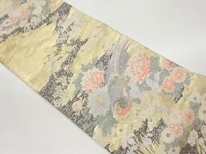 九百錦雲に花々・鳥模様織出し袋帯